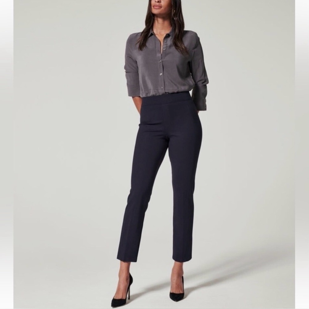 Spanx Slim Straight Ponte Navy Pants Sz Small NWT